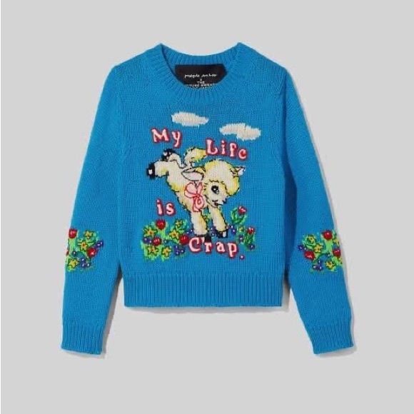 Marc Jacobs Blue Magda Archer Edition The Intarsia Sweater size XS